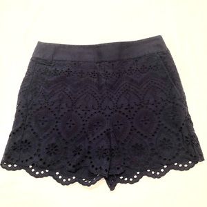 Navy Ann Taylor high waisted eyelet shorts!